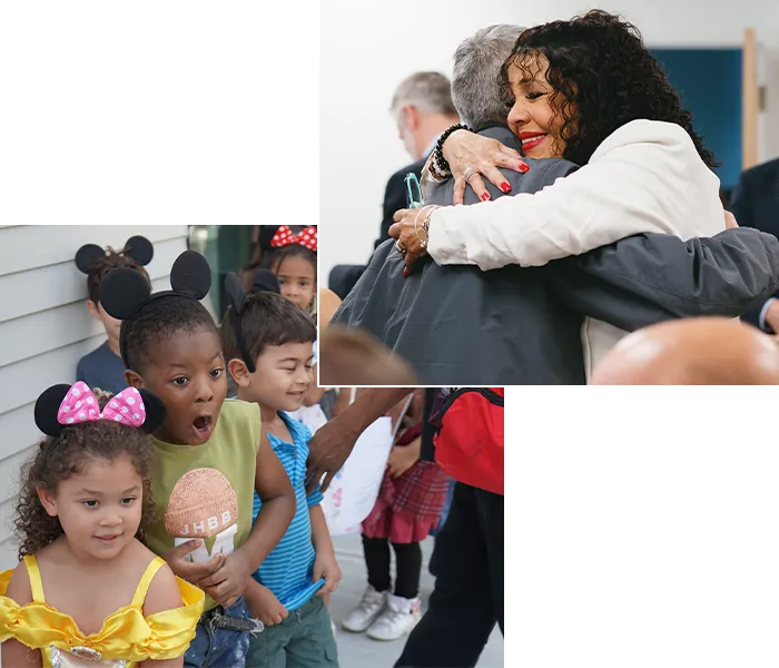 Children reacting excitedly during group activity